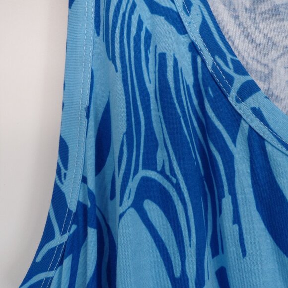NEW Soft Surroundings Summer Dress L (14-16) Santiago Blue Maxi Sleeveless Knit - Picture 6 of 9